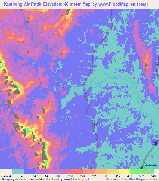 Kampung Air Putih,Malaysia Elevation Map