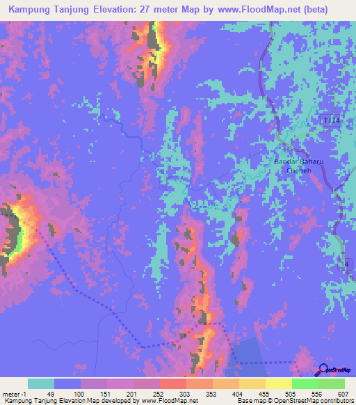 Kampung Tanjung,Malaysia Elevation Map