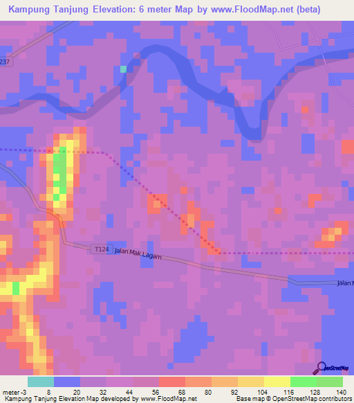 Kampung Tanjung,Malaysia Elevation Map