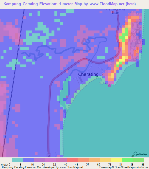 Kampung Cerating,Malaysia Elevation Map