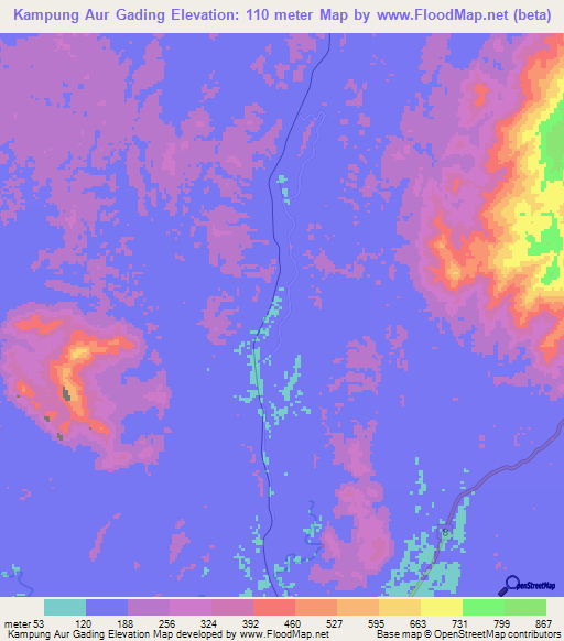 Kampung Aur Gading,Malaysia Elevation Map