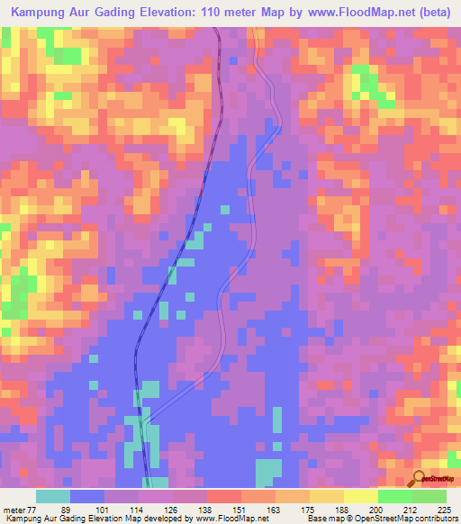 Kampung Aur Gading,Malaysia Elevation Map