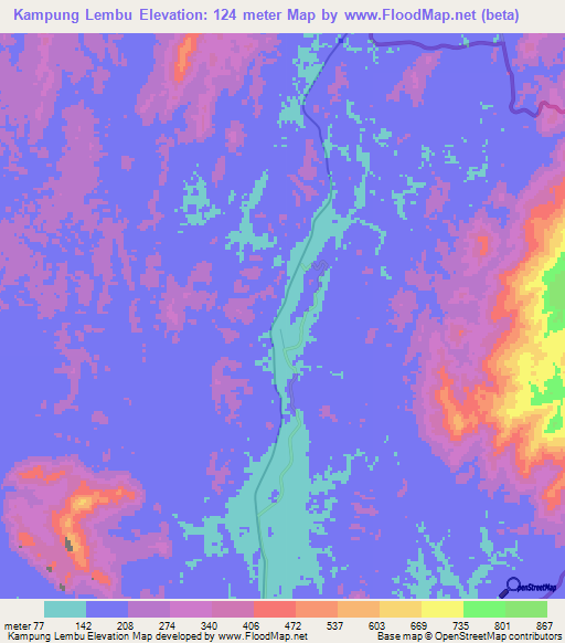 Kampung Lembu,Malaysia Elevation Map