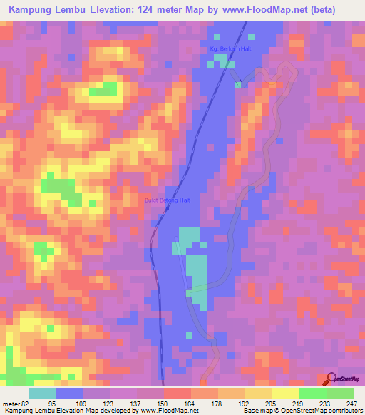 Kampung Lembu,Malaysia Elevation Map