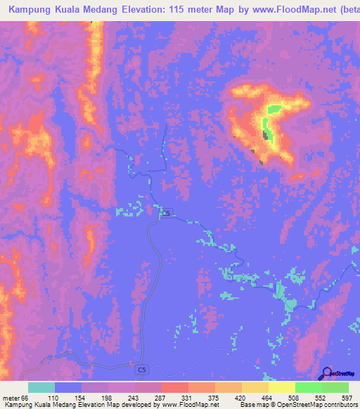 Kampung Kuala Medang,Malaysia Elevation Map