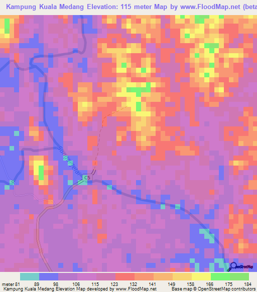 Kampung Kuala Medang,Malaysia Elevation Map