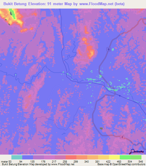 Bukit Betung,Malaysia Elevation Map