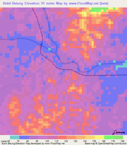 Bukit Betung,Malaysia Elevation Map