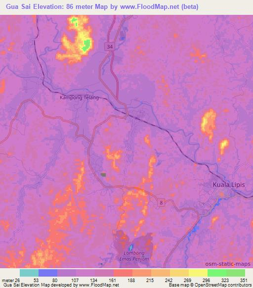 Gua Sai,Malaysia Elevation Map