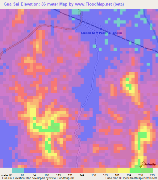 Gua Sai,Malaysia Elevation Map