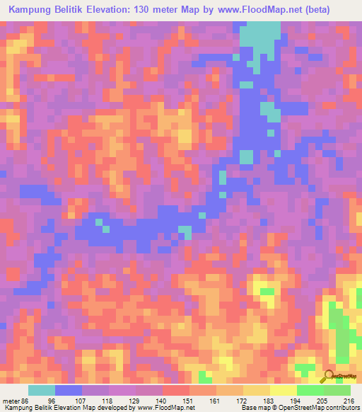 Kampung Belitik,Malaysia Elevation Map