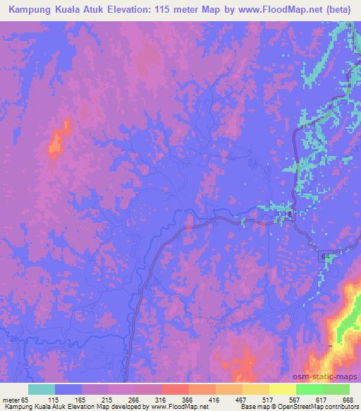 Kampung Kuala Atuk,Malaysia Elevation Map