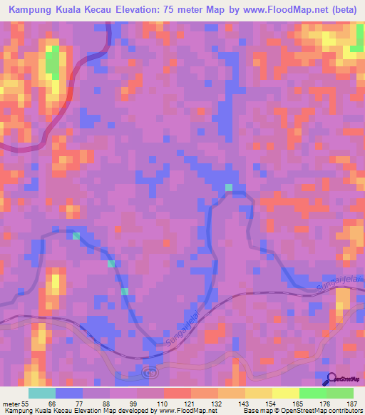 Kampung Kuala Kecau,Malaysia Elevation Map