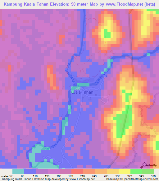 Kampung Kuala Tahan,Malaysia Elevation Map