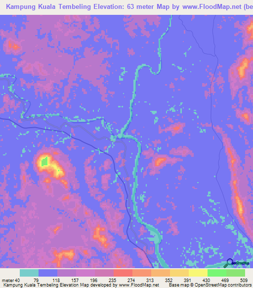 Kampung Kuala Tembeling,Malaysia Elevation Map