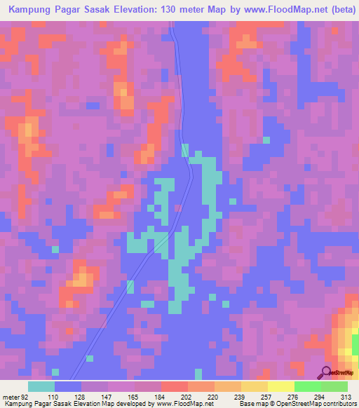 Kampung Pagar Sasak,Malaysia Elevation Map