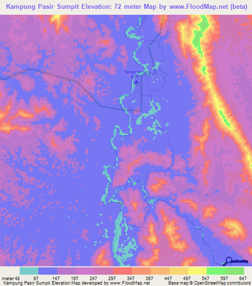 Kampung Pasir Sumpit,Malaysia Elevation Map