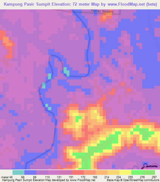 Kampung Pasir Sumpit,Malaysia Elevation Map