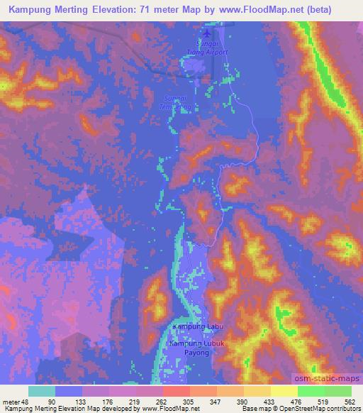 Kampung Merting,Malaysia Elevation Map