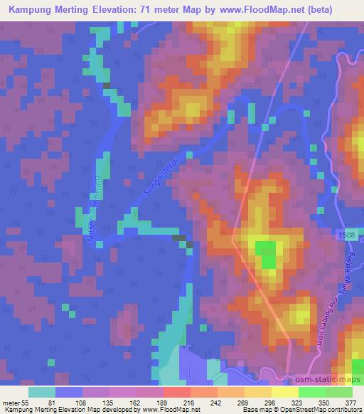 Kampung Merting,Malaysia Elevation Map