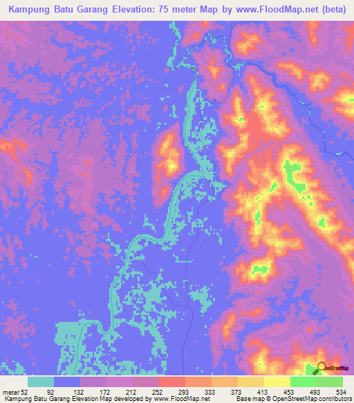 Kampung Batu Garang,Malaysia Elevation Map