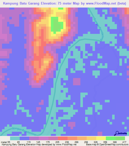 Kampung Batu Garang,Malaysia Elevation Map