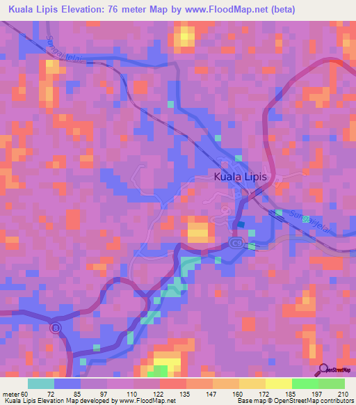 Kuala Lipis,Malaysia Elevation Map