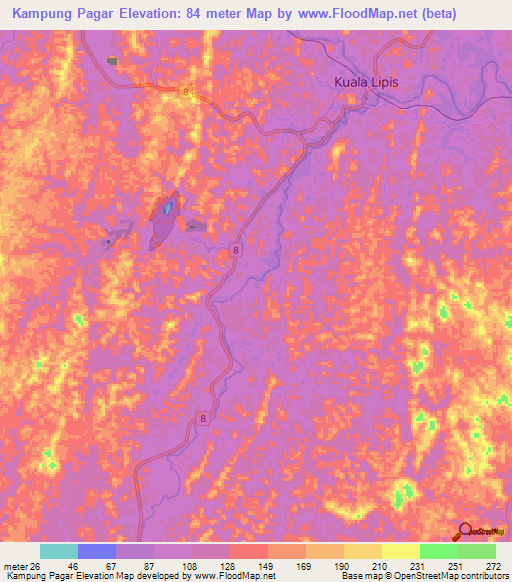 Kampung Pagar,Malaysia Elevation Map