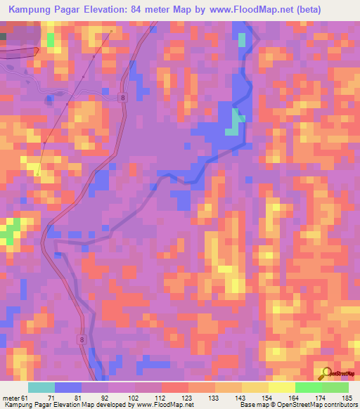 Kampung Pagar,Malaysia Elevation Map