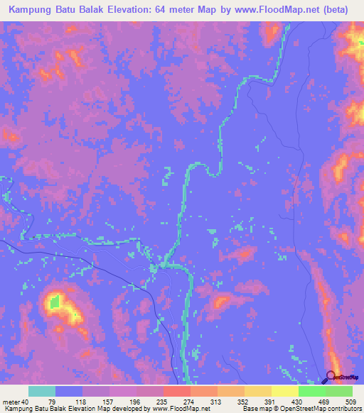 Kampung Batu Balak,Malaysia Elevation Map