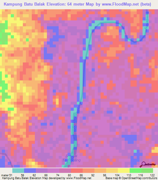 Kampung Batu Balak,Malaysia Elevation Map