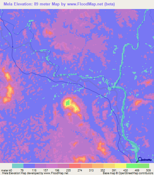 Mela,Malaysia Elevation Map