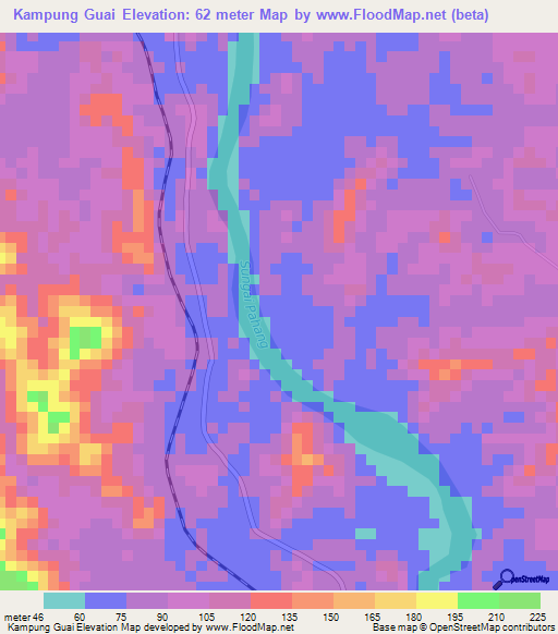 Kampung Guai,Malaysia Elevation Map