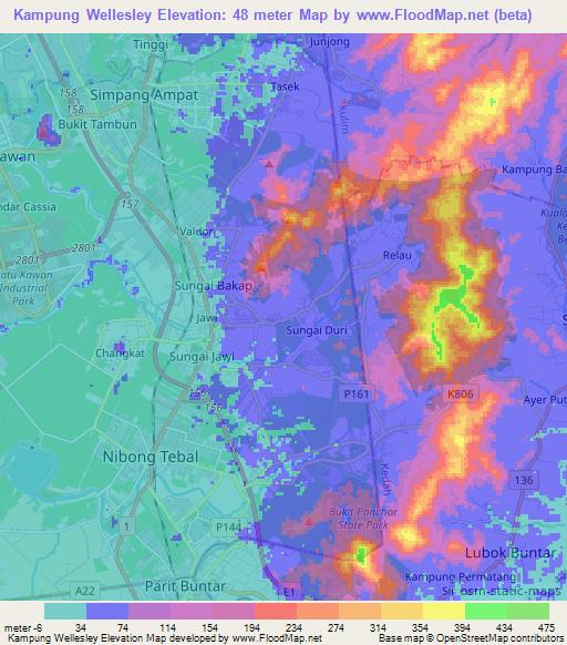 Kampung Wellesley,Malaysia Elevation Map