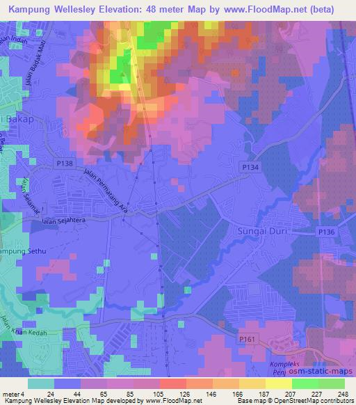 Kampung Wellesley,Malaysia Elevation Map