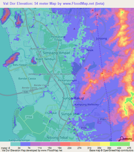 Val Dor,Malaysia Elevation Map