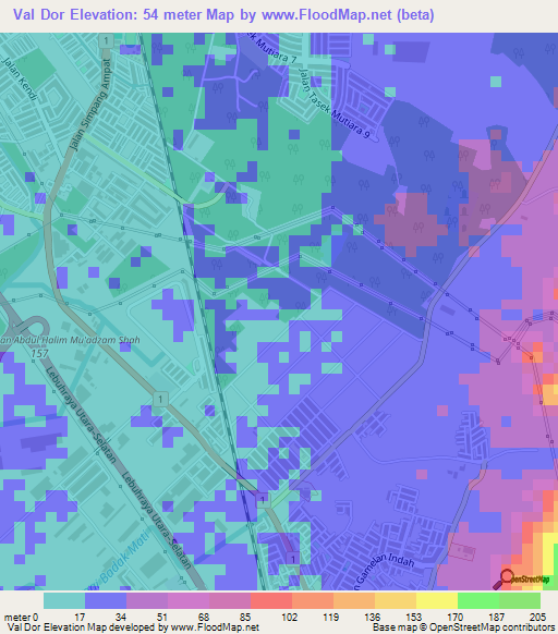 Val Dor,Malaysia Elevation Map