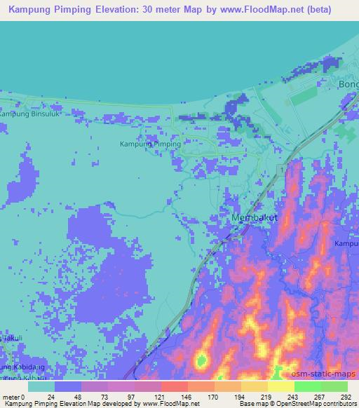 Kampung Pimping,Malaysia Elevation Map