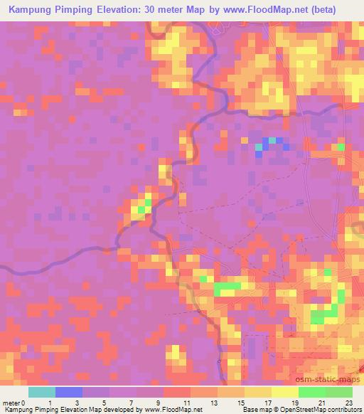 Kampung Pimping,Malaysia Elevation Map