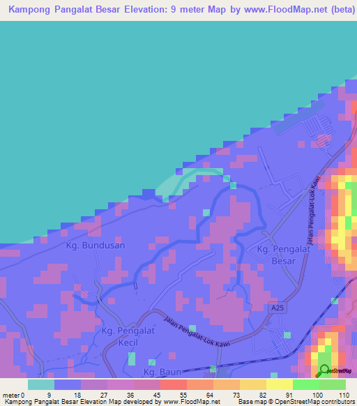 Kampong Pangalat Besar,Malaysia Elevation Map