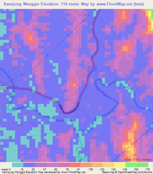 Kampung Manggis,Malaysia Elevation Map