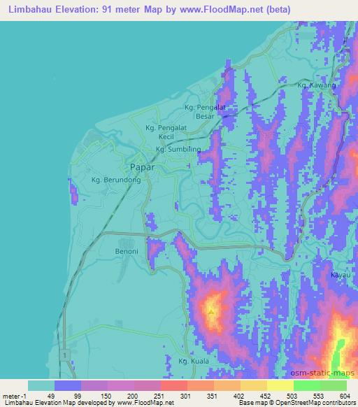 Limbahau,Malaysia Elevation Map