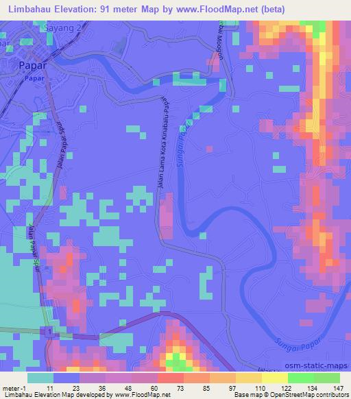 Limbahau,Malaysia Elevation Map