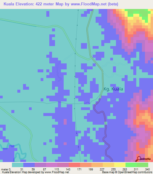 Kuala,Malaysia Elevation Map