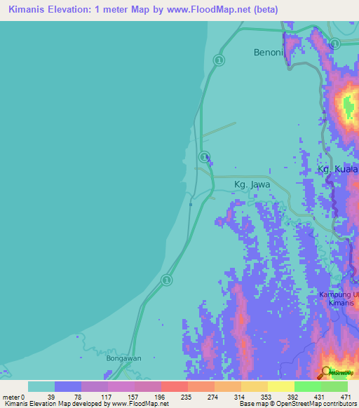 Kimanis,Malaysia Elevation Map