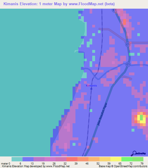 Kimanis,Malaysia Elevation Map