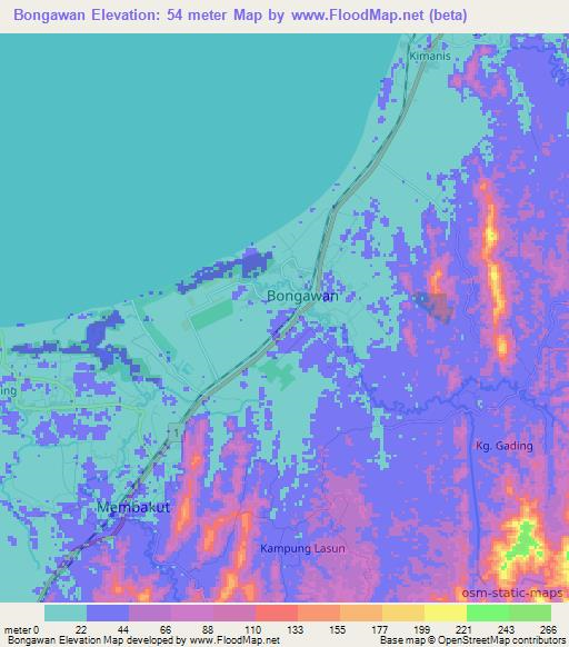 Bongawan,Malaysia Elevation Map