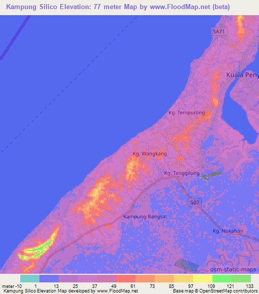 Kampung Silico,Malaysia Elevation Map