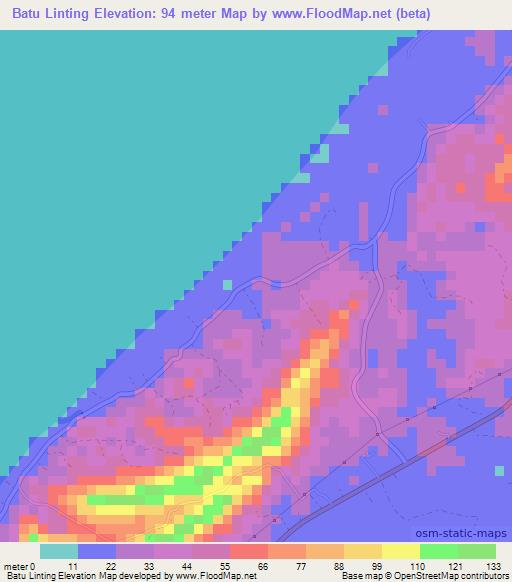 Batu Linting,Malaysia Elevation Map