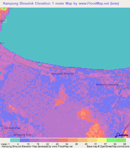 Kampung Binsuluk,Malaysia Elevation Map